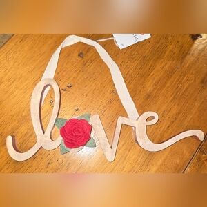 ♡ Love ♡ Wall Decor with Red Rose Accent